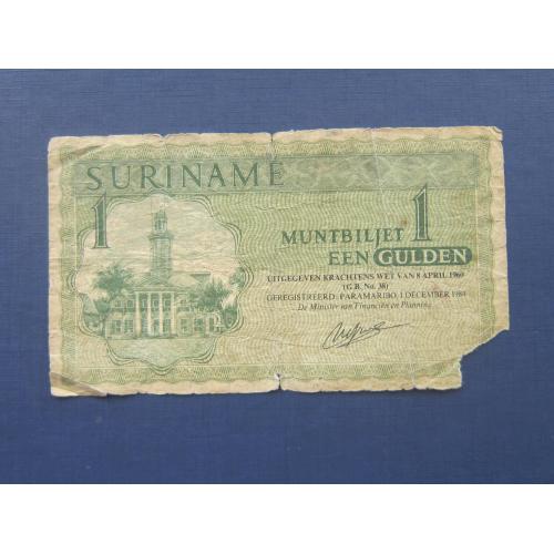 Банкнота 1 гульден Суринам 1960 редкая как есть