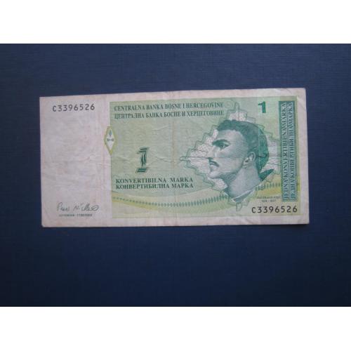 Банкнота 1 конвертована марка Боснія і Герцеговина 1998 з обігу