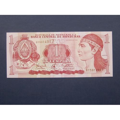 Банкнота 1 лемпира Гондурас 1994 UNC пресс