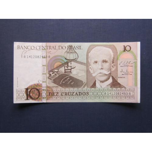 Банкнота 10 крузадо Бразилия 1986-1987 состояние XF