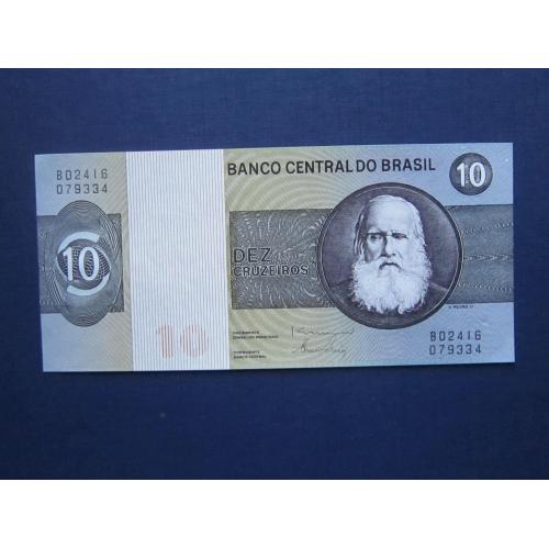 Банкнота 10 крузейро Бразилия 1970-1980 UNC пресс