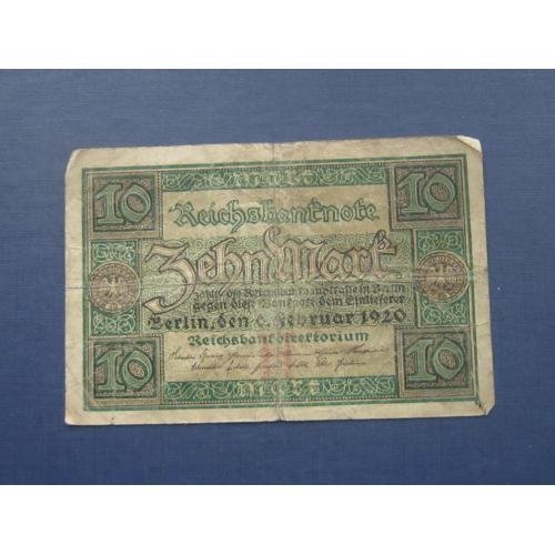 Банкнота 10 марок Германия 1920