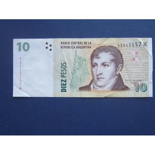 Банкнота 10 песо Аргентина 2012 состояние VF 52513557 М