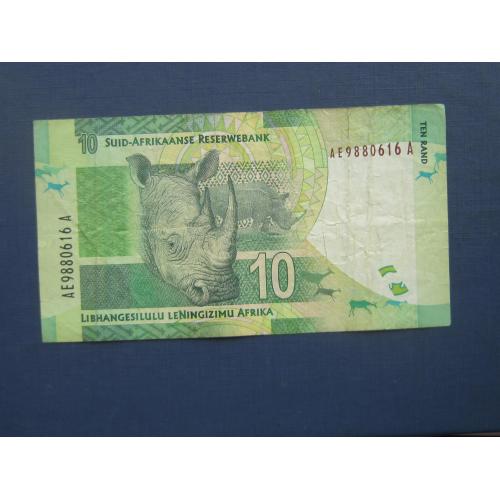 Банкнота 10 рэндов ЮАР 2012 фауна носорог