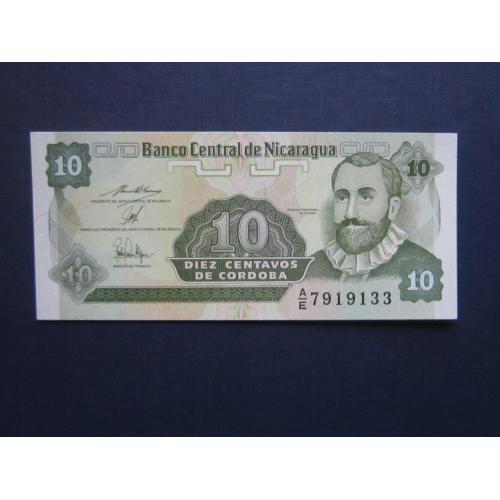 Банкнота 10 сентаво Никарагуа 1991 UNC пресс