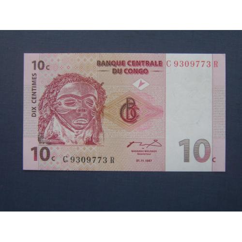 Банкнота 10 сентим Конго 1997 этнос танцы UNC пресс