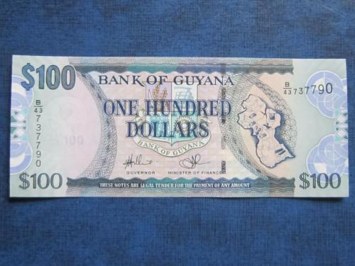 Банкнота 100 долларов Гайана 2012 UNC пресс