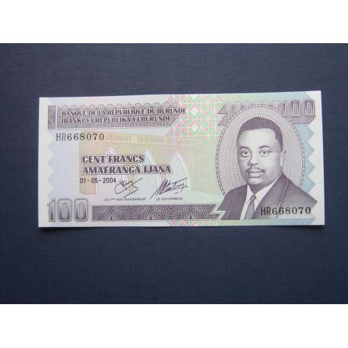 Банкнота 100 франков Бурунди 2004 UNC пресс