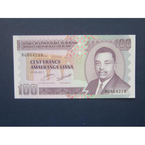 Банкнота 100 франков Бурунди 2011 UNC пресс