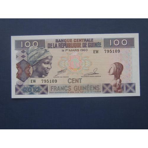 Банкнота 100 франков Гвинея 2012 UNC пресс