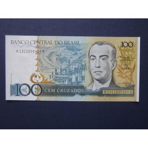 Банкнота 100 крузадо Бразилия 1987 UNC пресс