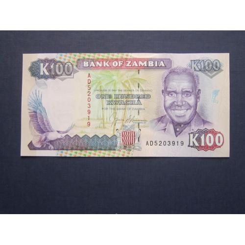 Банкнота 100 квача Замбия 1991 UNC пресс