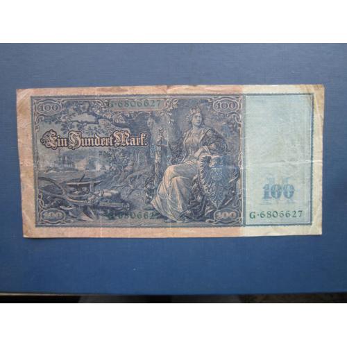 Банкнота 100 марок Германия 1910 корабль дредноут зелёная печать