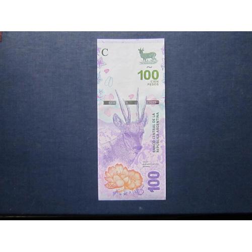 Банкнота 100 песо Аргентина 2018 фауна олень косуля UNC пресс