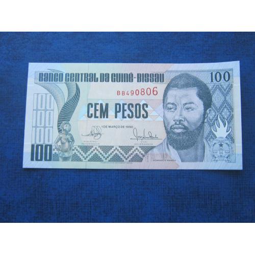 Банкнота 100 песо Гвинея-Бисау 1990 UNC пресс