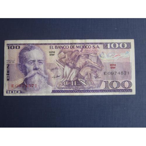 Банкнота 100 песо Мексика 1982 состояние VF