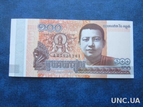 банкнота 100 риэлей Камбоджа 2014 UNC пресс