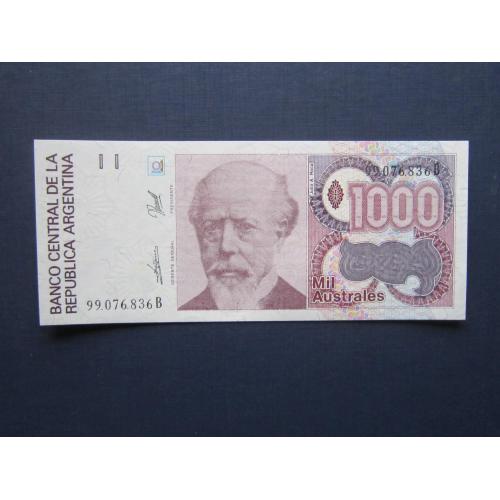 Банкнота 1000 аустралей Аргентина 1985-1989 UNC пресс