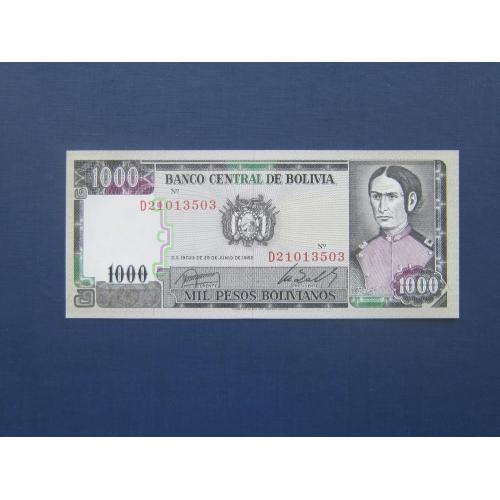 Банкнота 1000 боливано Боливия 1982 состояние XF++