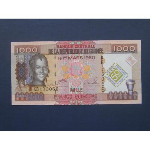 Банкнота 1000 франков Гвинея 2010 50 лет центральному банку UNC пресс