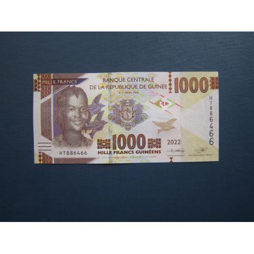 Банкнота 1000 франков Гвинея 2022 экскаватор грузовик UNC пресс