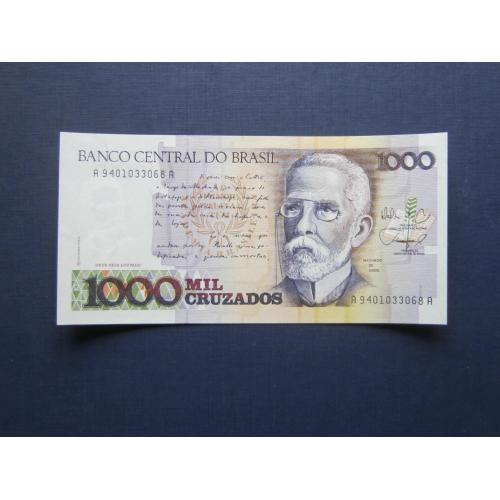 Банкнота 1000 крузадо Бразилия 1988 без штампа UNC пресс