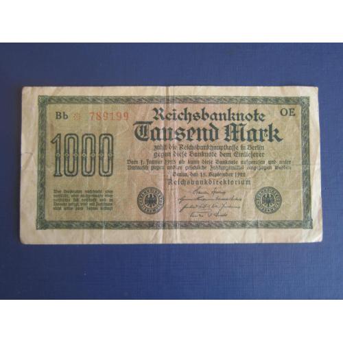 Банкнота 1000 марок Германия 1922 состояние VF