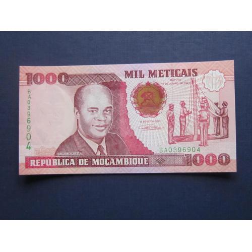 Банкнота 1000 метикал Мозамбик 1991 UNC пресс