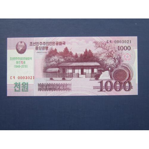 Банкнота 1000 вон Северная Корея КНДР 2018 юбилейка UNC пресс