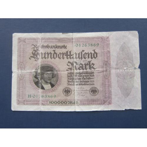 Банкнота 100000 марок Германия 1923 февраль большая как есть