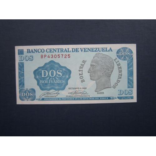 Банкнота 2 боливара Венесуэла 1989 UNC пресс
