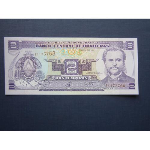 Банкнота 2 лемпира Гондурас 1994 UNC пресс