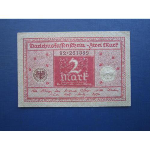 Банкнота 2 марки Германия 1920 UNC пресс