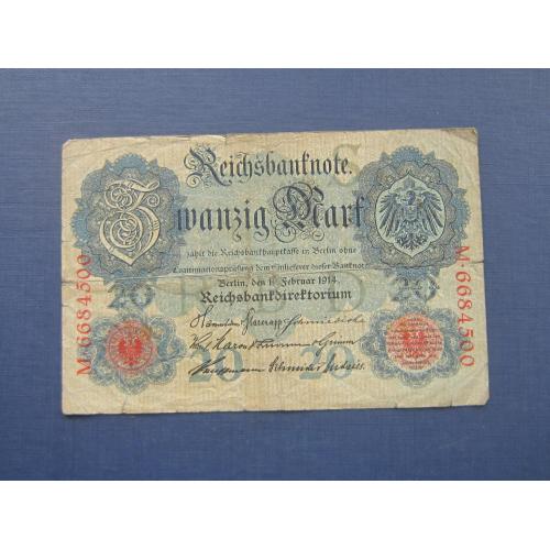 Банкнота 20 марок Германия 1914