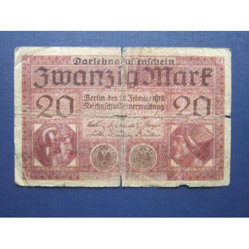 Банкнота 20 марок Германия 1918 как есть