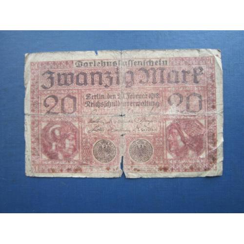 Банкнота 20 марок Німеччина 1918 як є