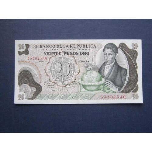 Банкнота 20 песо Колумбия 1979 состояние XF+