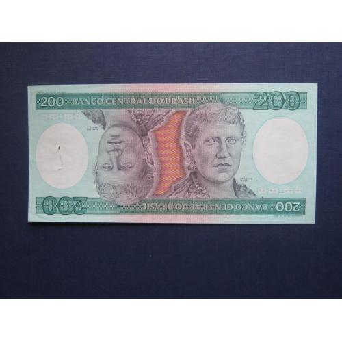 Банкнота 200 крузейро Бразилия 1982-1984 без печати состояние