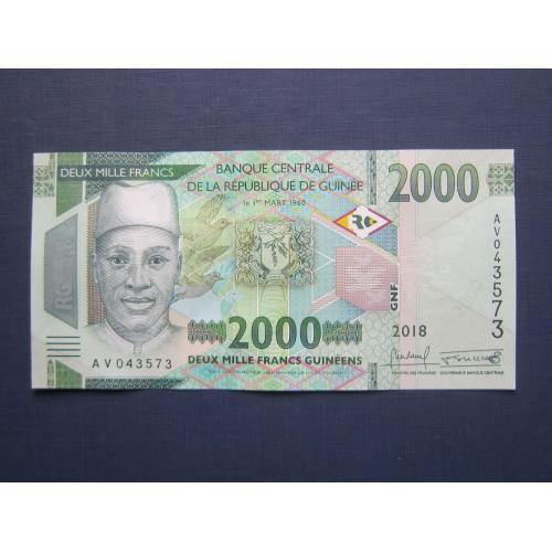 Банкнота 2000 франков Гвинея 2018 UNC пресс