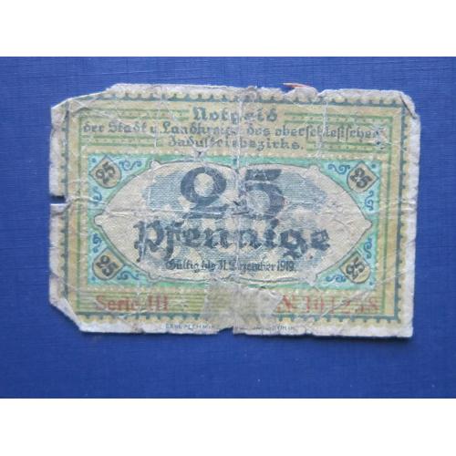 Банкнота 25 пфеннигов Германия 1919 нотгельд Ландкрайс редкий как есть