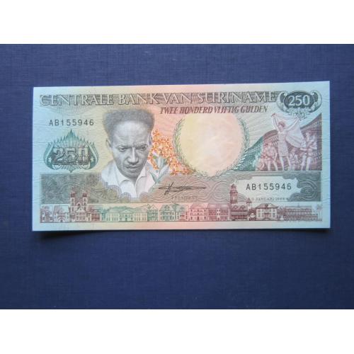 Банкнота 250 гульденов Суринам 1988 UNC пресс