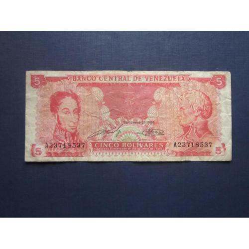 Банкнота 5 боливаров Венесуэла 1989