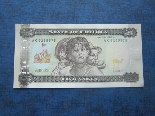 Банкнота 5 накфа Эритрея 1997 UNC пресс