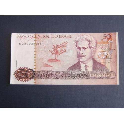 Банкнота 50 крузадо 1987 Бразилия UNC пресс