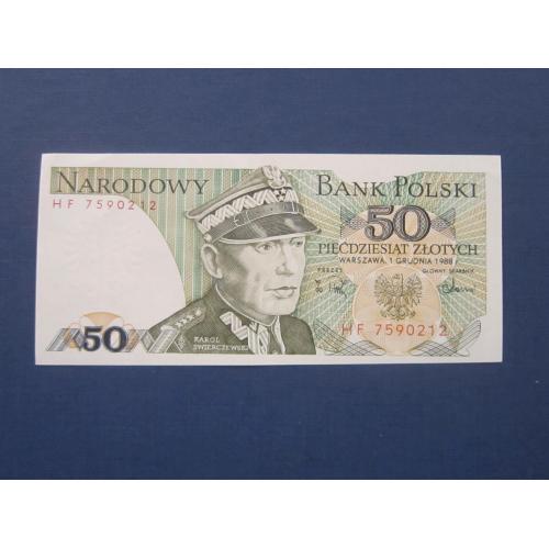 Банкнота 50 злотых Польша 1988 состояние XF+