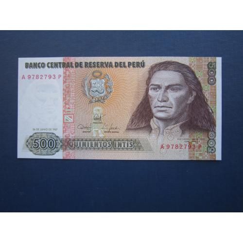 Банкнота 500 инти Перу 1987 UNC пресс