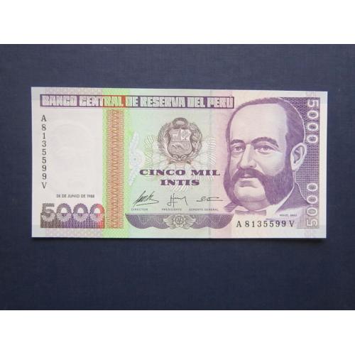 Банкнота 5000 инти Перу 1988 INC пресс