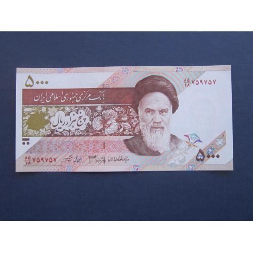 Банкнота 5000 риалов Иран 1993 аятолла Хомейни букет роз UNC пресс