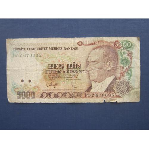 Банкнота Турция 5000 лир 1970 (1990) нового образца