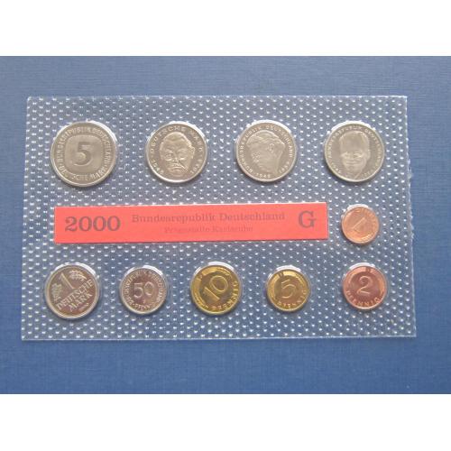 Банковский набор 10 монет UNC 1-2-5-10-50 пфеннигов 1-2-2-2-5 марок Германия ФРГ 2000 G